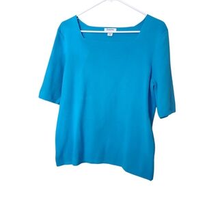 Hampshire Studio Blue 3/4 Sleeve Light Sweater